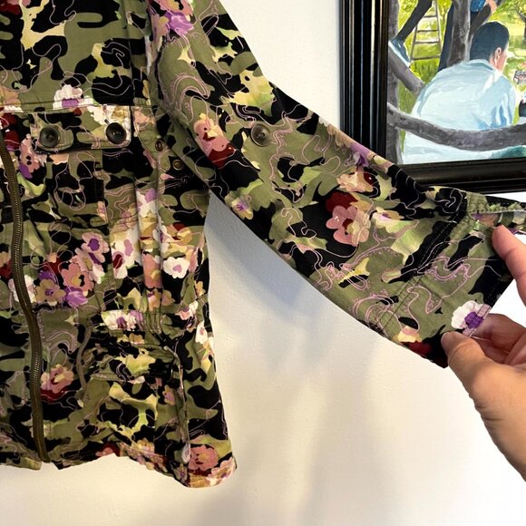 Erin London Jacket women's Size Medium Zip Up Floral Camouflage - Picture 5 of 11